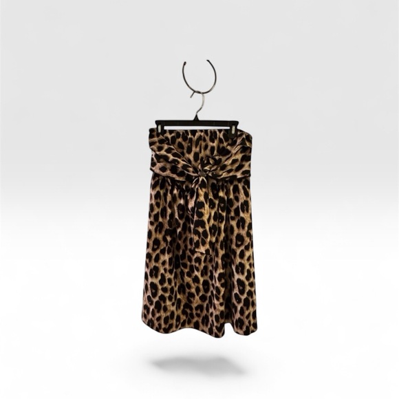 SHEIN Dresses & Skirts - Chic SHEIN Curve Leopard Print Strapless Dress with Tie 0XL